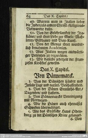 Das X. Capitel. Von Dännemarck
