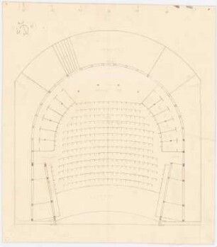 Theater, Breslau Wiederaufbau: Grundriss Zuschauerraum Parterre, Maßstabsleiste