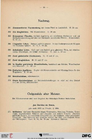 Oelgemälde alter Meister (Nr. 271-279)