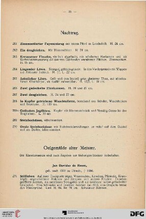 Oelgemälde alter Meister (Nr. 271-279)