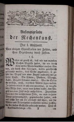 Anfangsgründe der Rechenkunst.