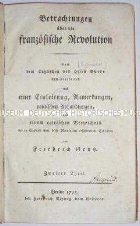 Zeitgenössische Abhandlung über die Französische Revolution