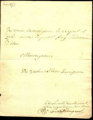 5-10-8-13.0000: Hompesch, Ferdinand, Freiherr von; diverse Schreiben ff.: Brief in französischer Sprache