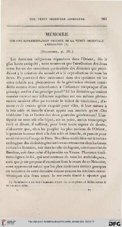 1: Mémoire sur une représentation figurée de la vénus orientale androgyne