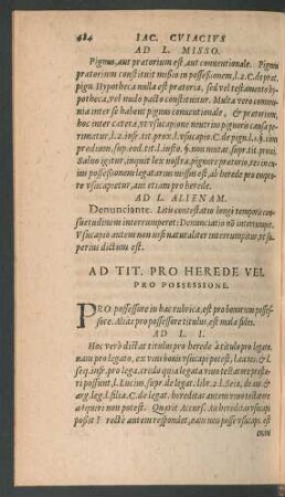 Ad Tit. Pro Herede Vel Pro Possessione.