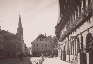 Aschersleben, Rathaus : Aschersleben. Straßenzug, rechts Rathaus