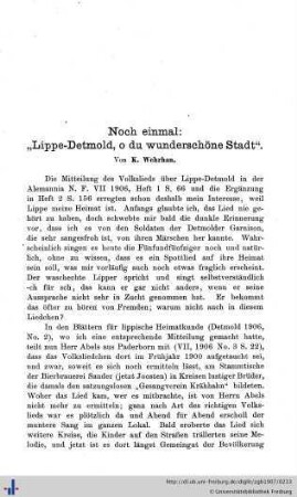 Noch einmal: "Lippe-Detmold, o du wunderschöne Stadt".