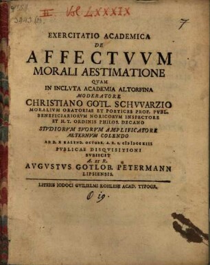 Exercitatio academica de affectvvm morali aestimatione
