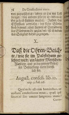 X. De Confesione auric. von der Ohren-Beichte.