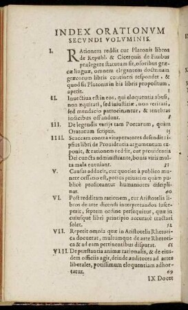 Index Orationum Secundi Voluminis.