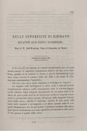 Sulle superficie di riemann realtive alle curve algebriche.