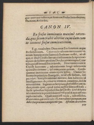 Canon IV. Ea sensus imminutio maxime cavenda, quae secum trahit alterius cuius ...