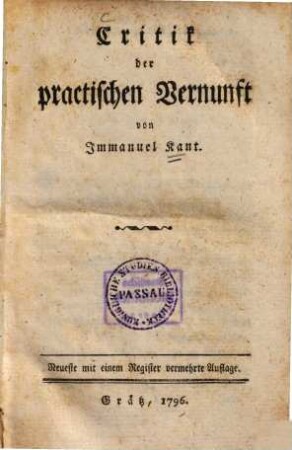 Critik der practischen Vernunft