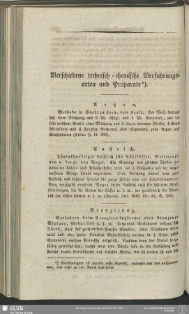 Verschiedene technisch-chemische Verfahrungsarten und Präparate