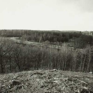 Autobahnanschlußstelle Dresden-Nord. Blick vom gerodeten Gelände des künftigen Zubringers nach Westnordwest zur Autobahn : Dresden-Heller. Autobahnanschlußstelle Dresden-Nord. Blick vom gerodeten Gelände des künftigen Zubringers nach Westnordwest zur Autobahn