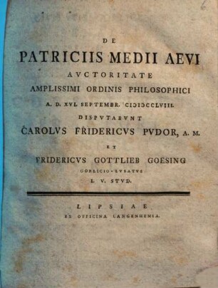 De patriciis medii aevi
