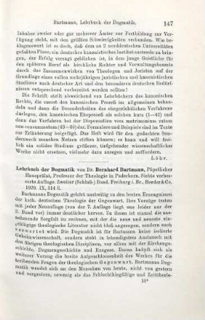 147-150 [Rezension] Bartmann, Bernhard, Gnade, Kirche, Sakramente, Eschatologie