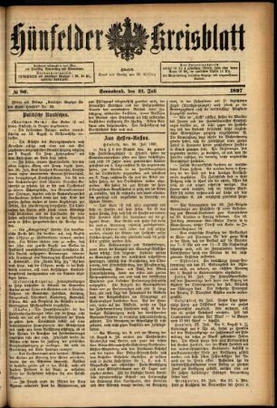 Ausgabe vom Samstag, den 31. Juli 1897.