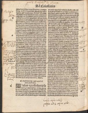 Epistola beati pauli apostoli ad Colossenses.