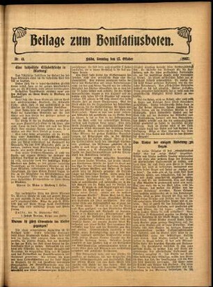 Zweite Ausgabe vom Sonntag, den 13. Oktober 1907.
