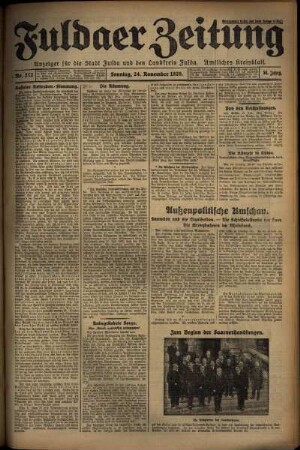 Erste Ausgabe vom Sonntag, den 24. November 1929.