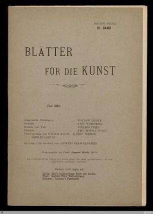 3.F. 3.1896: [Blätter für die Kunst] Band 3.F. 3.1896