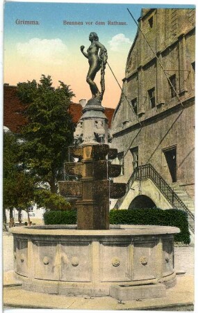Grimma. Brunnen vor dem Rathaus