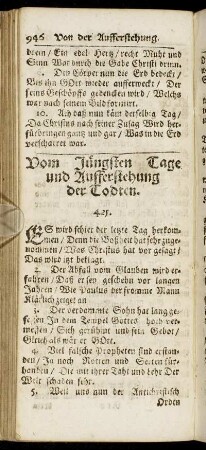 Vom Jüngsten Tage und Aufferstehung der Todten.