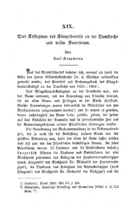 Das Kollegium des Klingelbeutels an der Domkirche und dessen Konvivium