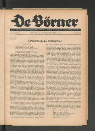 17. Jahrgang, Hamburg-Langenhorn, September 1952, Nummer 9