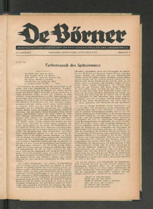 17. Jahrgang, Hamburg-Langenhorn, September 1952, Nummer 9