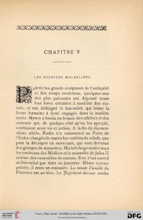 Chapitre V: Les premiers bas-reliefs