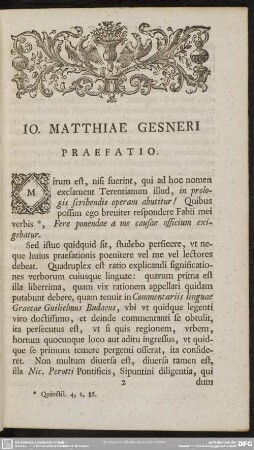 Io. Matthiae Gesneri Praefatio