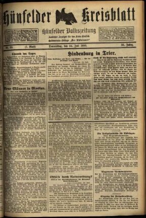 Erste Ausgabe vom Donnerstag, den 24. Juli 1930.