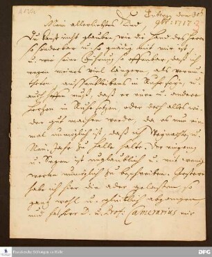 Brief von August Hermann Francke an Anna Magdalena Francke.