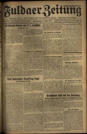 Erste Ausgabe vom Donnerstag, den 22. September 1932.