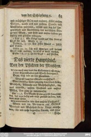 Das vierte Hauptstück, Von den Pflichten der Menschen.