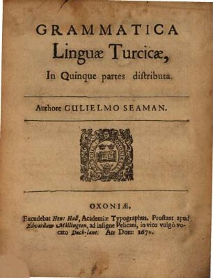 Grammatica linguae turcicae : in quinque partes distributa