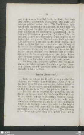 Trockne Zimmerluft