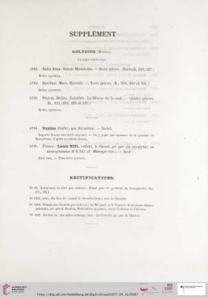 Supplément / Rectifications