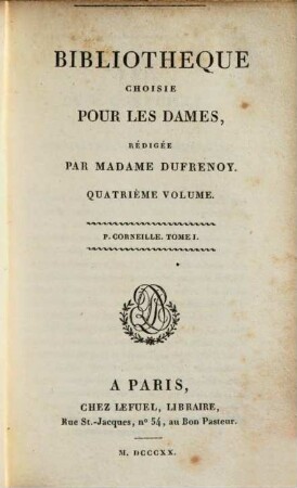 Bibliothèque choisie pour les dames. 4. 1820