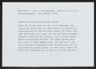 Brief von Gerhart Hauptmann an Fritz Busch