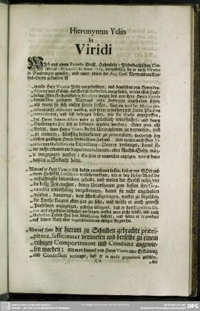 Hieronymus Yelin In Viridi