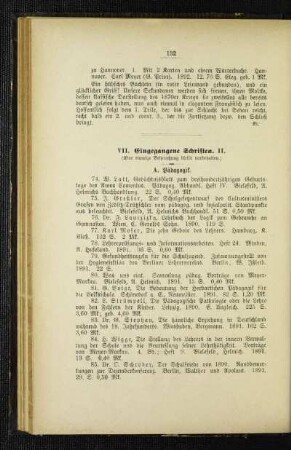 Eingegangene Schriften II.
