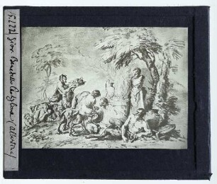 Castiglione, Satyrn opfern dem Gott Pan vor einer Herme des Priapos (Zeichnung) (Wien Albertina 2855)
