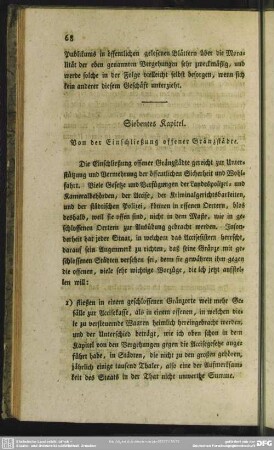 Siebentes Kapitel. Von der Einschließung offener Gränzstädte
