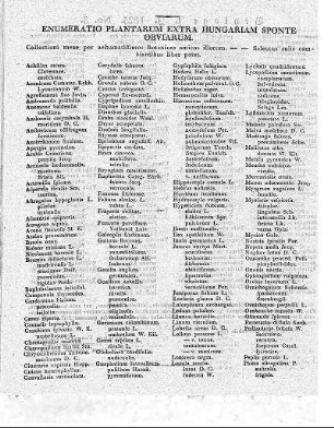 Enumeratio Plantarum in Hungaria Sponte Nascentium, Quas in Usum Botanicorum legit Adolphus Franciscus Lang, Pharmaciae Magister. Hab. in Platea Vacziensi sub Nro. 38 [Fortstzung]