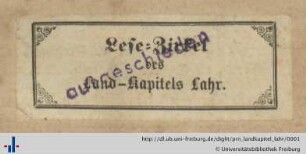 [Provenienz]: Landkapitel Lahr