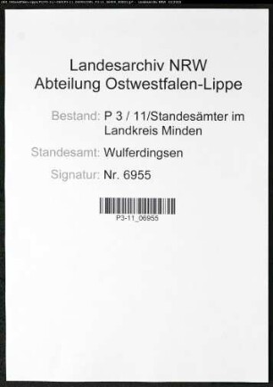 Sterberegister Standesamt Wulferdingsen