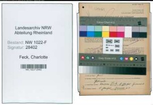 Entnazifizierung Charlotte Feck , geb. 21.09.1894 (Gastwirtin)